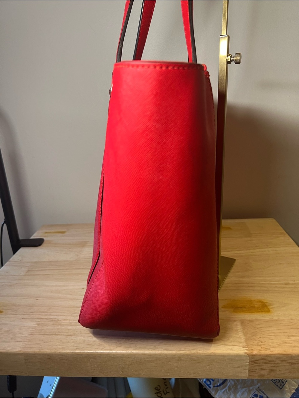 kate spade red leather tote with gold hardware EUC - Picture 3 of 8